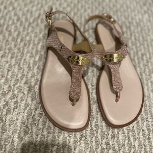 MICHAEL Michael Kors, the MK Logo Plate Thong Sandals light pink rose gold